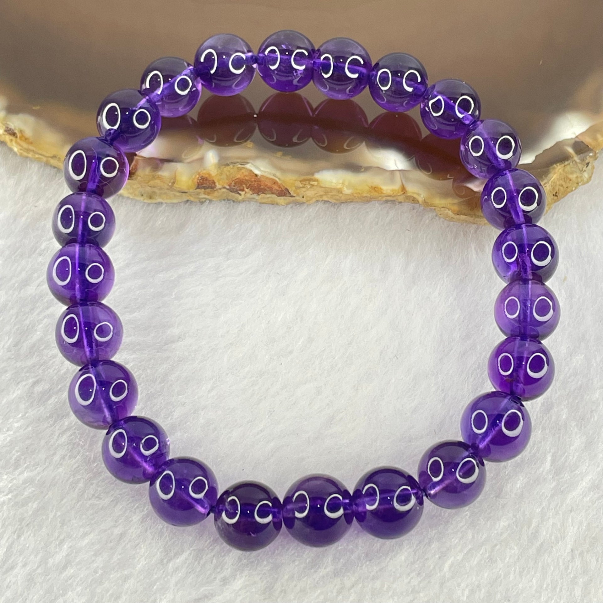 Very Good Grade Natural Amethyst Bracelet 18.19g 16cm 8.4mm 24 Beads - Huangs Jadeite and Jewelry Pte Ltd