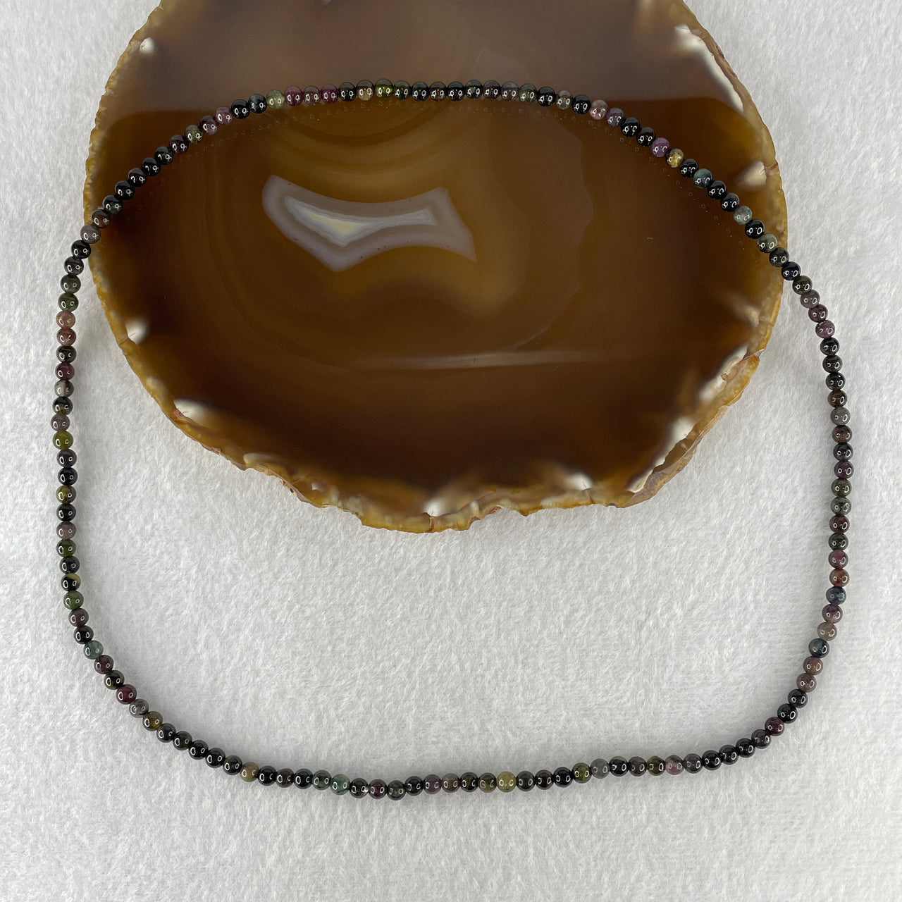 Above Average Grade Natural Dark Rainbow Tourmaline Crystal Beads Necklace 16.08g 54cm 4.4mm 136 Beads