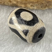 Natural Powerful Tibetan Old Oily Agate Jin Gang 3 Eyes Dzi Bead Heavenly Master (Tian Zhu) 金刚三眼天诛 2.20g 13.8 by 10.0mm - Huangs Jadeite and Jewelry Pte Ltd