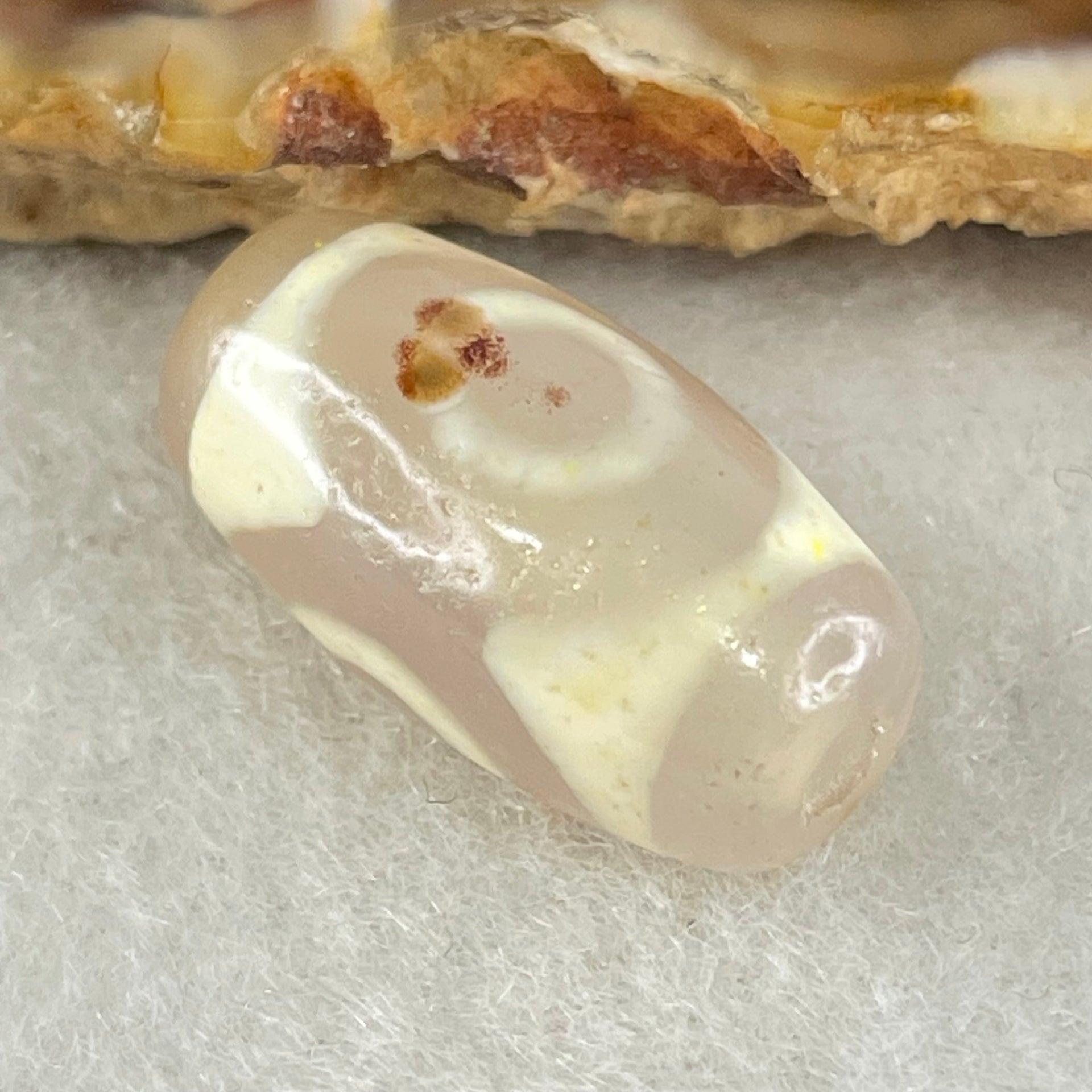 Natural Powerful Tibetan Old Oily Agate Tiger Tooth Daluo Dzi Bead Heavenly Master (Tian Zhu) 虎呀天诛 5.04g 17.7 by 13.4mm - Huangs Jadeite and Jewelry Pte Ltd