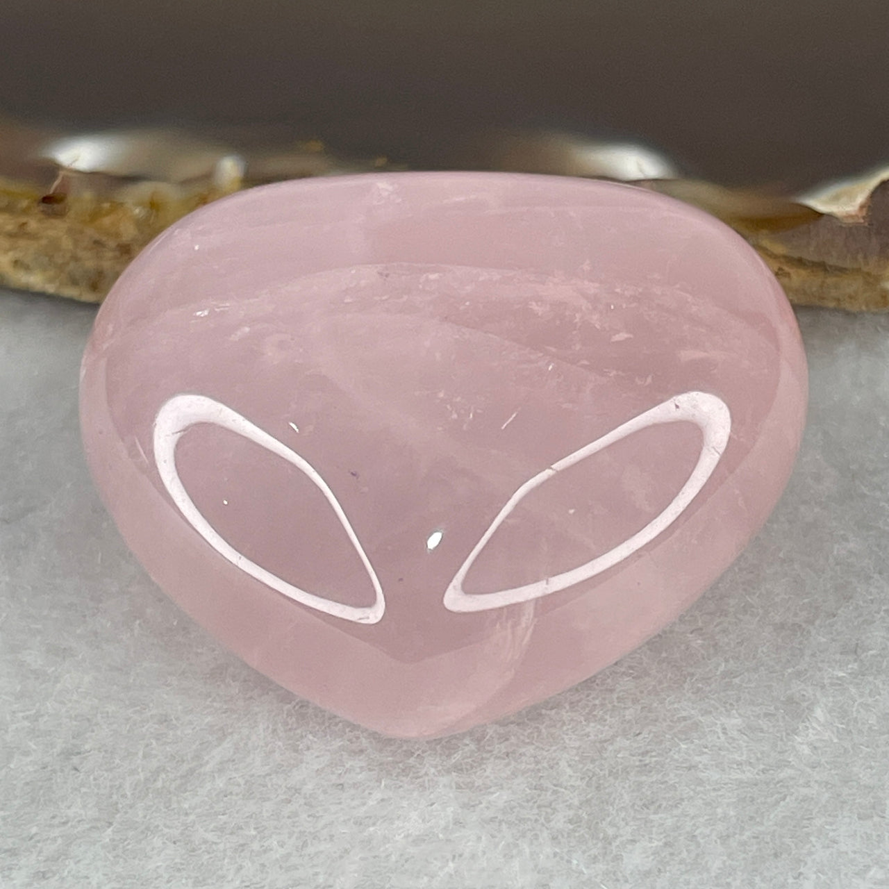 Average Grade Natural Rose Quartz Heart Shape Display 45.13g 38.5 by 39.2 by 20.9mm