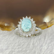 Natural Larimar in S925 Sliver Ring 2.42g 7.9 by 5.8 by 4.1mm - Huangs Jadeite and Jewelry Pte Ltd