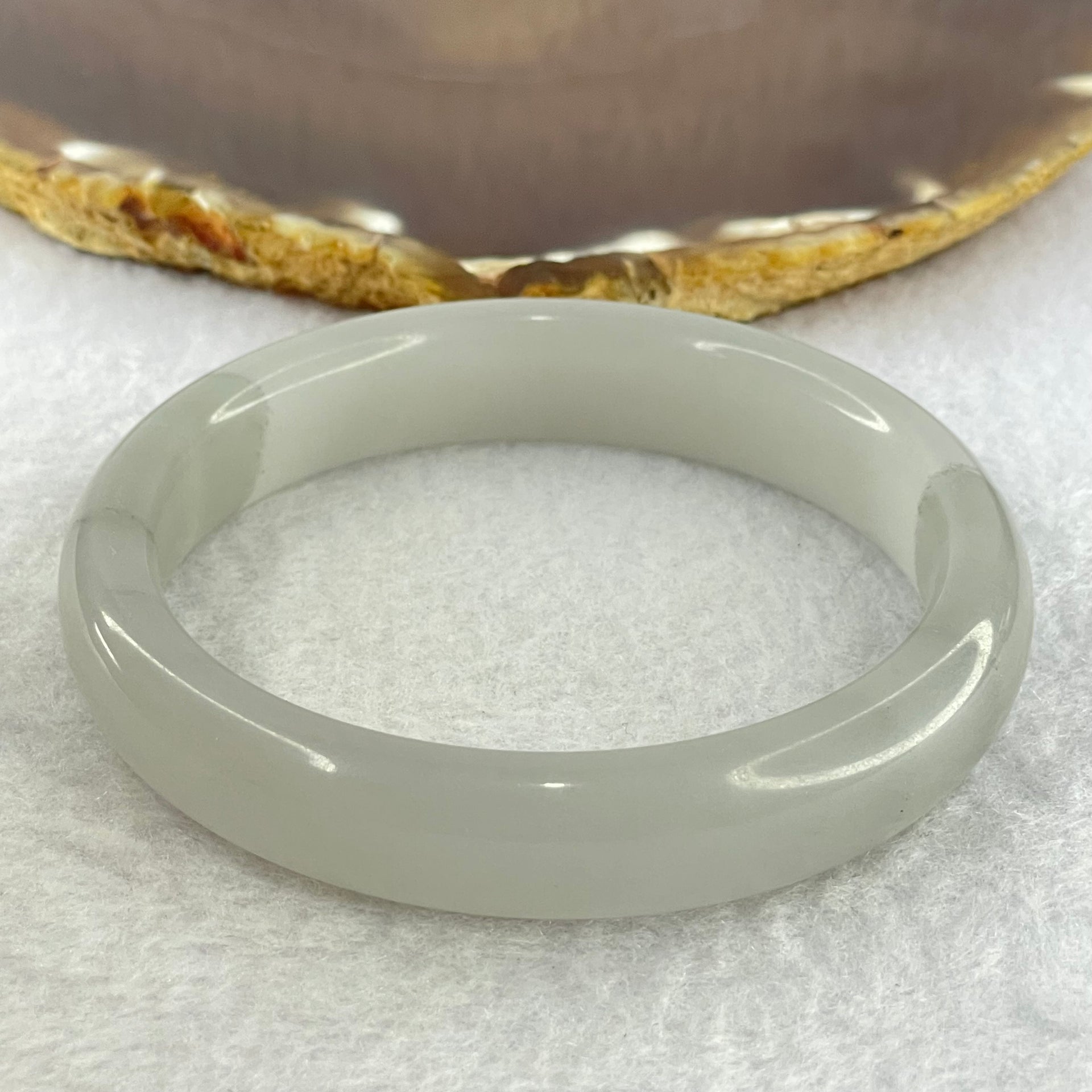 Grey Sodium Feldspar Jade Bangle Internal Diameter 61.8mm 58.62g 13.8 by 8.6mm (Close to Perfect) - Huangs Jadeite and Jewelry Pte Ltd