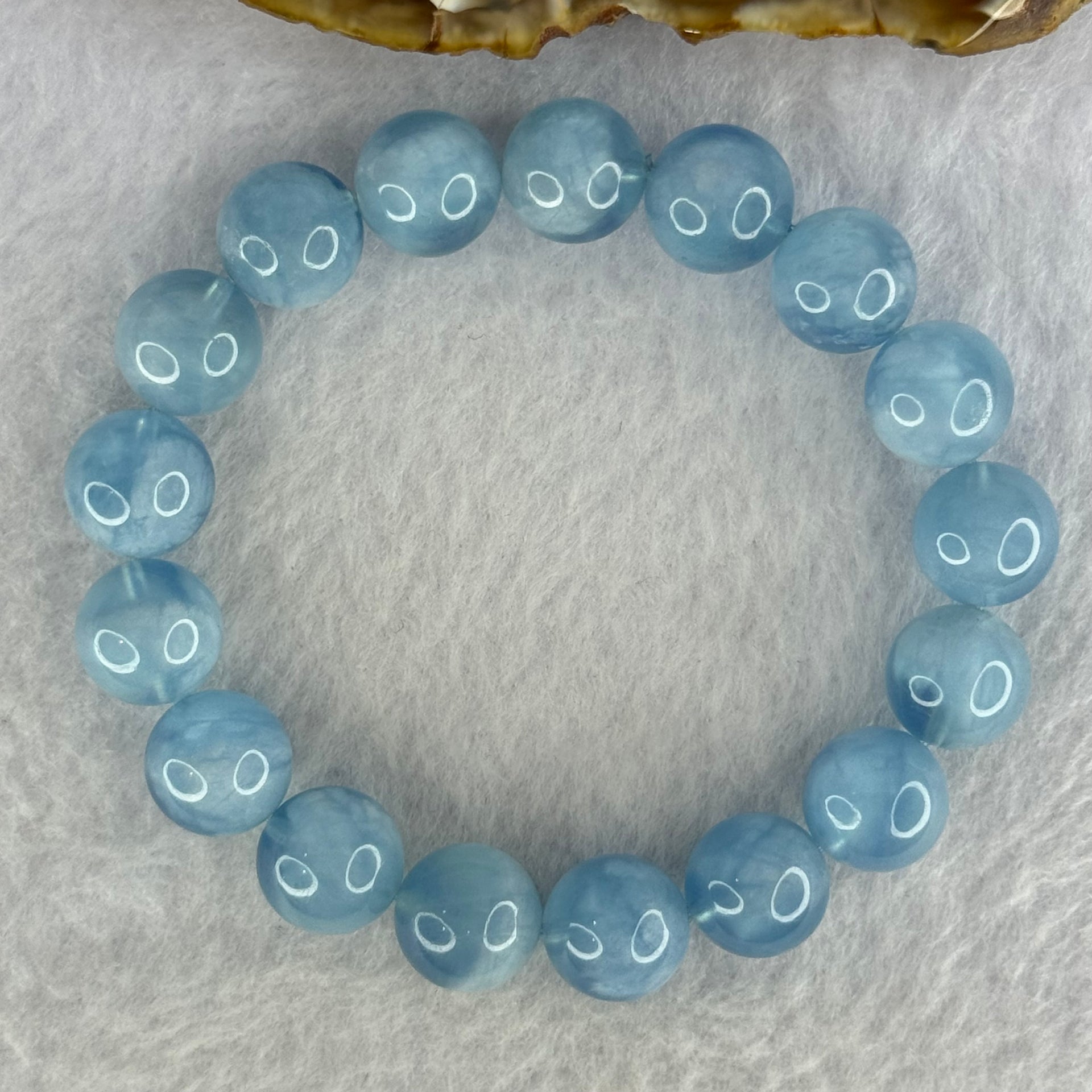Natural Aquamarine Beads Bracelet 43.13g 18cm 12.4mm 17 Beads - Huangs Jadeite and Jewelry Pte Ltd