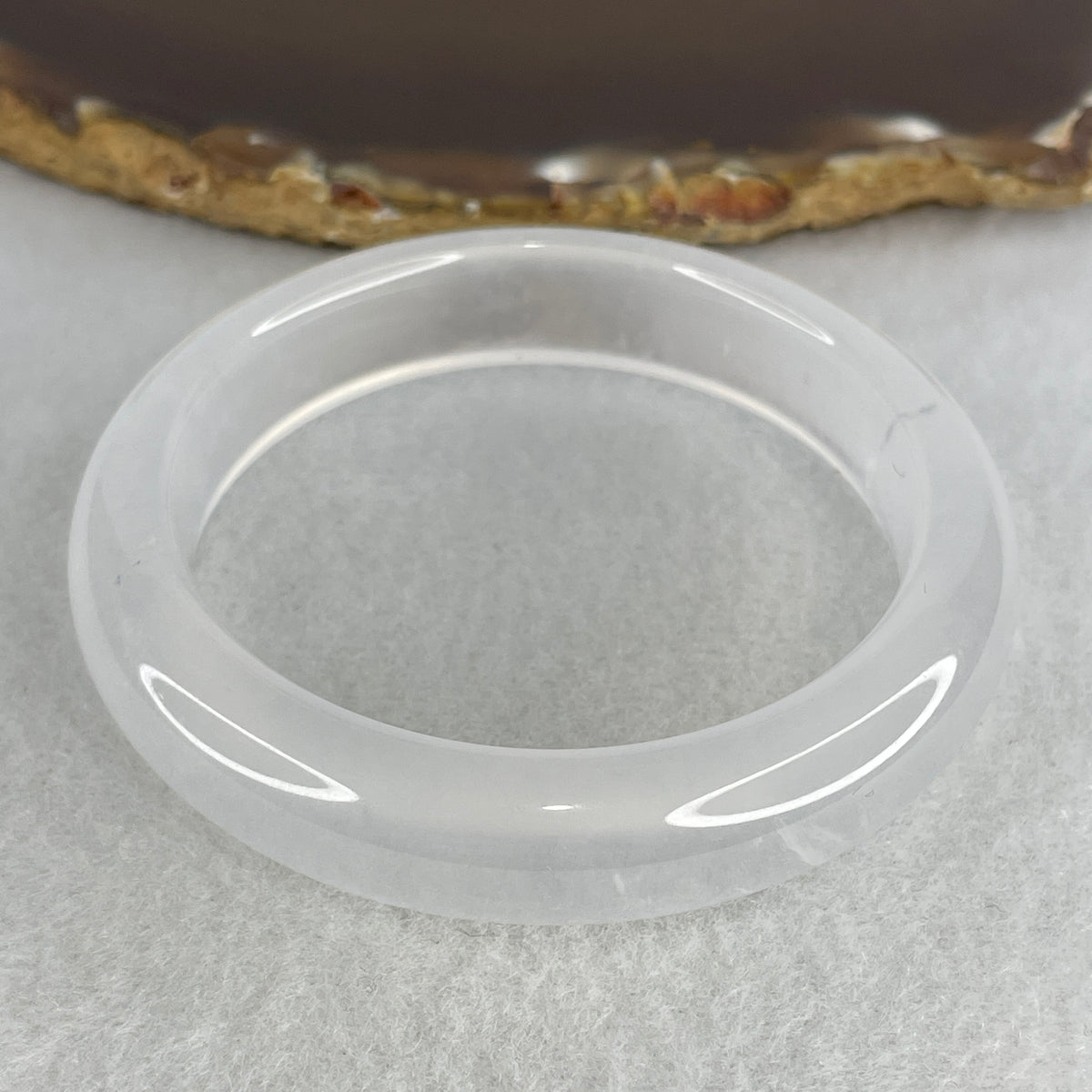 Natural Glassy Chalcedony Agate Bangle | 52.6mm Inner Diameter (43.64g | 12.6×8.7mm | Crown & Throat Chakra Serenity, Emotional Balance & Harmony Shield)