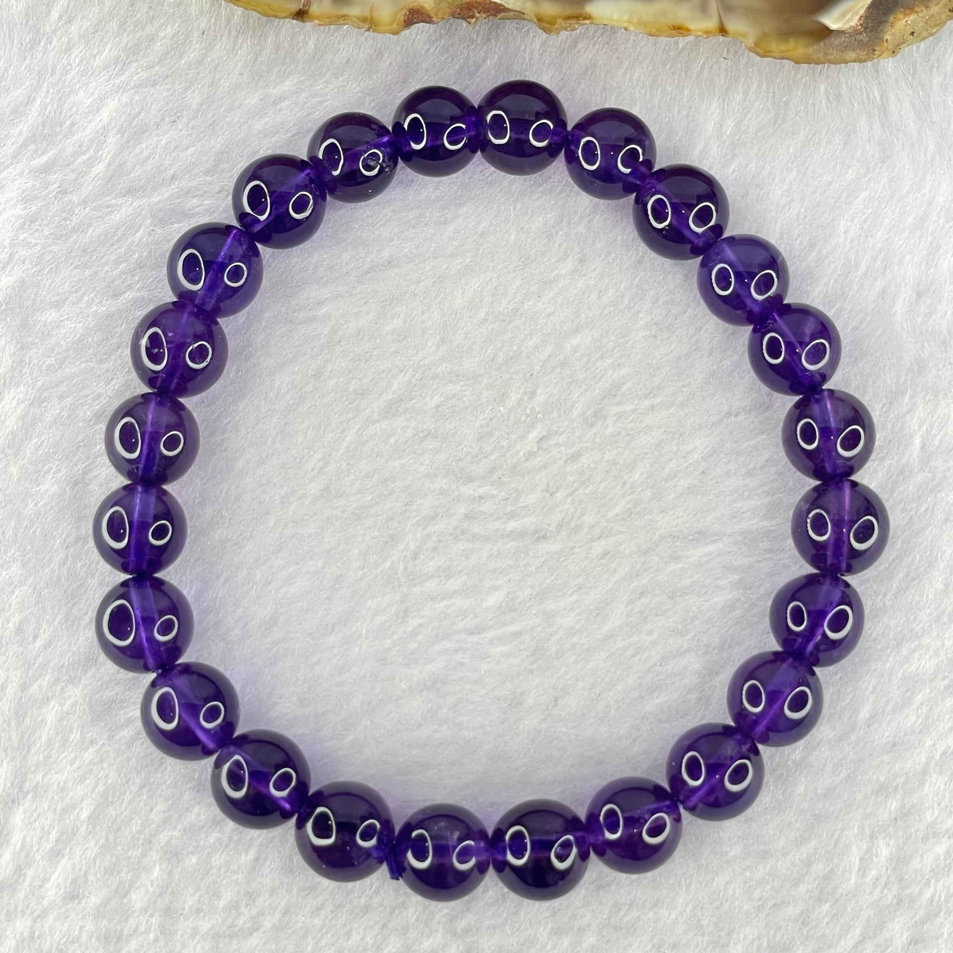 Very Good Grade Natural Amethyst Bracelet 18.15g 16cm 8.4mm 24 Beads - Huangs Jadeite and Jewelry Pte Ltd