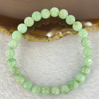 Type A Green Jadeite 26 7.5mm Beads Bracelet 17.74g - Huangs Jadeite and Jewelry Pte Ltd
