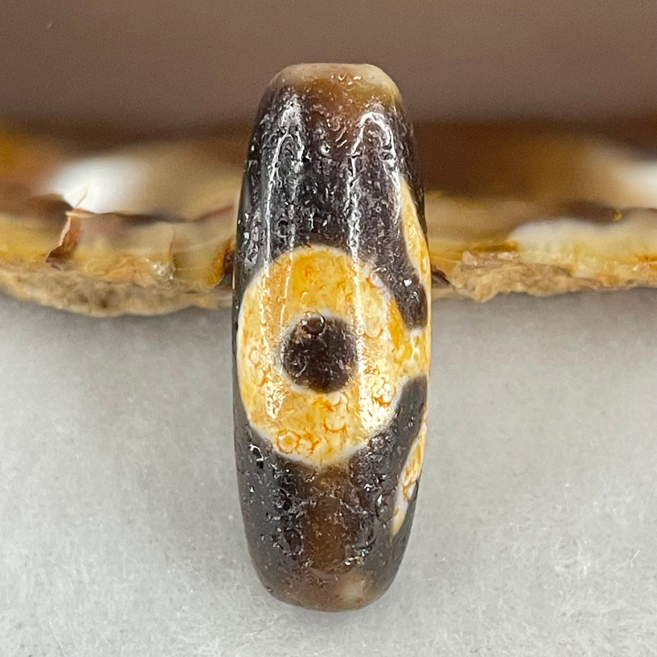 Natural Powerful Tibetan Old Oily Agate Patina Guiren Tairen Human Dzi Bead Totem Amulet Heavenly Master (Tian Zhu) 贵人天诛 4.88g 28.9 by 10.6mm - Huangs Jadeite and Jewelry Pte Ltd