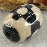 Natural Powerful Tibetan Old Oily Dark Brown With White Agate 3 Eyes Dzi Bead Heavenly Master (Tian Zhu) 三眼天诛 4.52g 17.5 by 13.1mm - Huangs Jadeite and Jewelry Pte Ltd