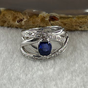 Natural Oval Blue Sapphire with Round Brilliant Cut Shape Diamonds in PT900 Platinum 15.38g Ring S2.386 with Melees D0.47 ct Total 19.93g US6.75 HK15 - Huangs Jadeite and Jewelry Pte Ltd