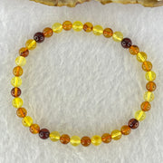 Natural Mixed Color Amber Beads Bracelet 2.50g 16.5cm 5.1mm 38 Beads - Huangs Jadeite and Jewelry Pte Ltd
