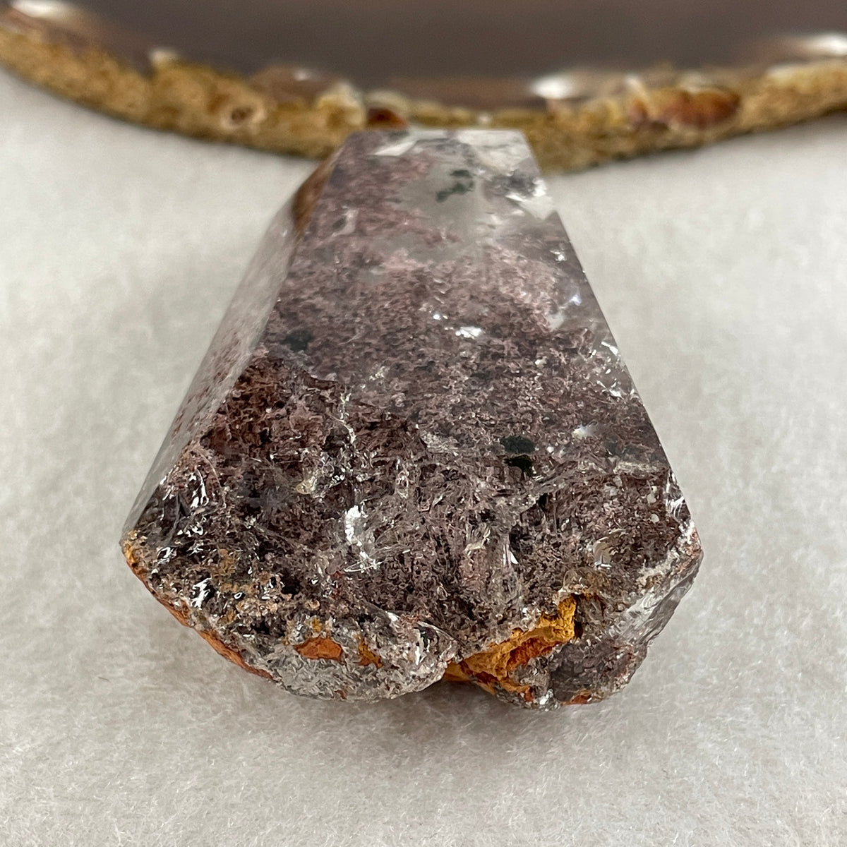 Special Natural Red with Black Phantom Quartz Tower Display | (100.96g | 76.6 x 42.3 x 25.2mm | Grounding & Breakthrough Catalyst, "Stone of Transformation & Executive Protection" Power Generator, Feng Shui Shield & Abundance Anchor)