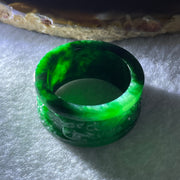 Certified Type A Burmese Old Mine Green Om Mani PadMe Hum Jade Jadeite Ring 11.31g US13.75 HK31 Inner Diameter 23.1mm - Huangs Jadeite and Jewelry Pte Ltd