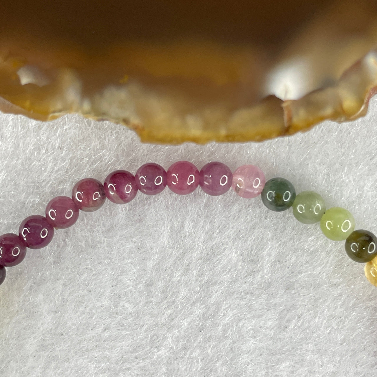 Above Average Grade Natural Rainbow Tourmaline Crystal Beads Bracelet 3.71g 14cm 3.9mm 45 Beads