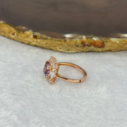 Natural Fluorite in 925 Sliver Rose Gold Color Ring (Adjustable Size) 2.22g 7.1 by 7.1 by 3.7mm - Huangs Jadeite and Jewelry Pte Ltd