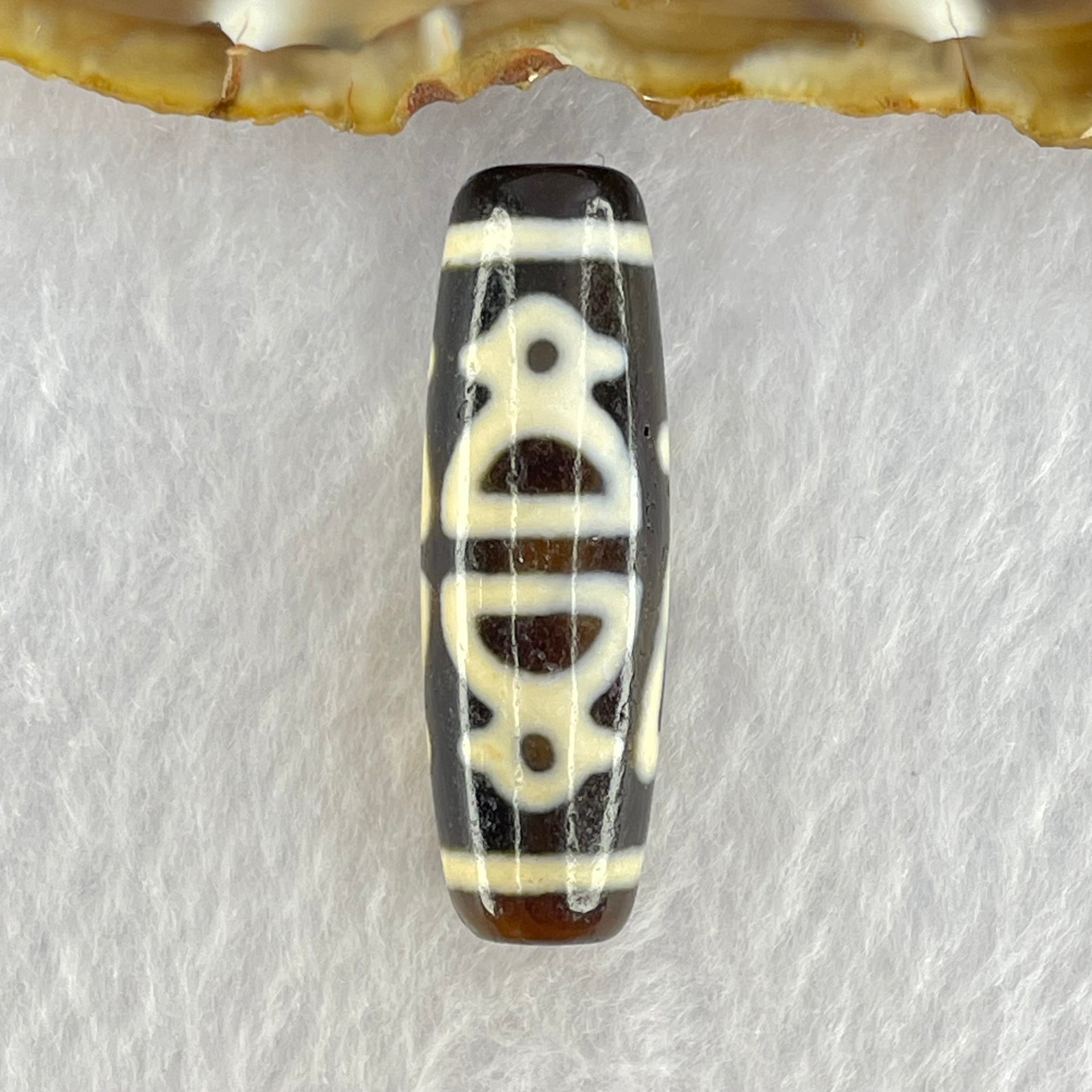 Natural Powerful Tibetan Old Oily Agate 5 Cai Shen Dzi Bead Heavenly Master (Tian Zhu) 9.19g 38.2 by 12.4mm - Huangs Jadeite and Jewelry Pte Ltd