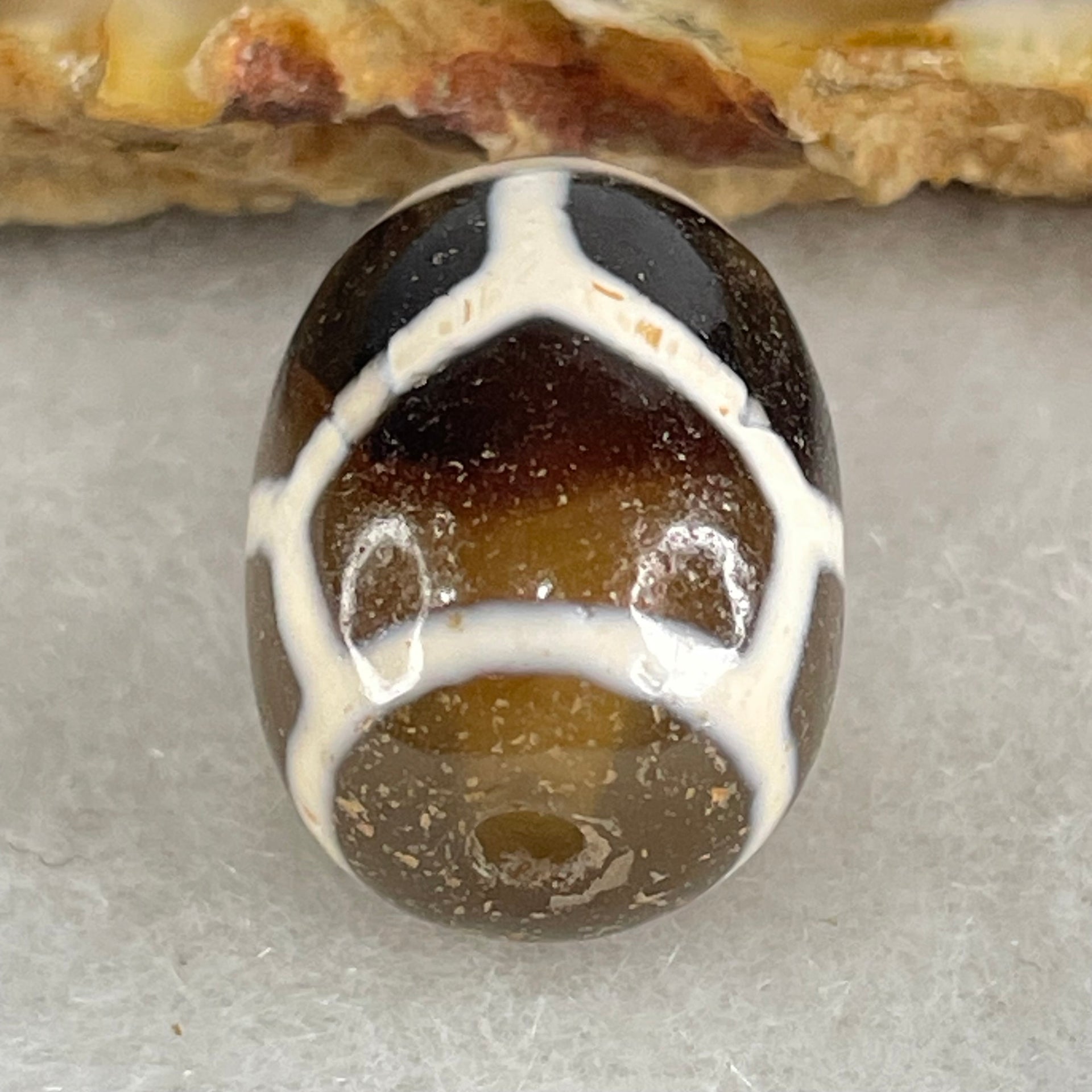 Natural Powerful Tibetan Old Oily Agate Turtle or Tortoise Shell Bead Heavenly Master (Tian Zhu) 龟壳天珠 4.41g 17.4 by 13.0mm - Huangs Jadeite and Jewelry Pte Ltd