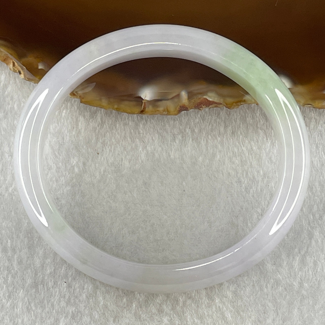 Natural Type A Light Lavender with Green Jadeite Oval Bangle 37.75g Inner Diameter 55.6mm 11.1 by 6.9mm (Close to Perfect) - Huangs Jadeite and Jewelry Pte Ltd