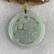 Natural Type A Jelly Green Jadeite Qlin with Double Dragon Head Pendant 25.65g 49.5 by 6.4mm - Huangs Jadeite and Jewelry Pte Ltd