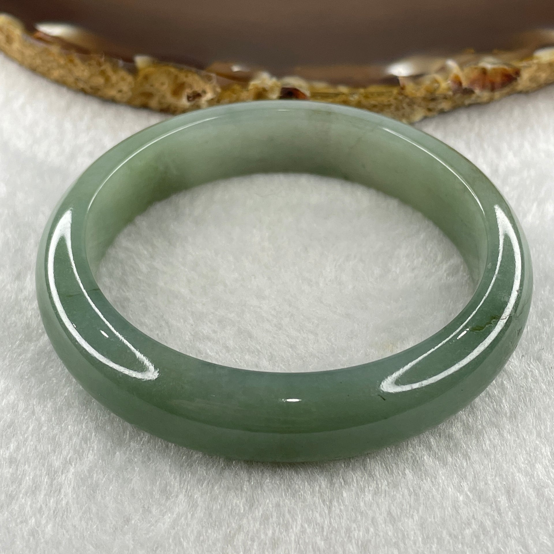 Natural Type A Jelly Green Jadeite Bangle 47.56g Inner Diameter 52.8mm 12.2 by 7.8mm (External and Internal Lines) - Huangs Jadeite and Jewelry Pte Ltd