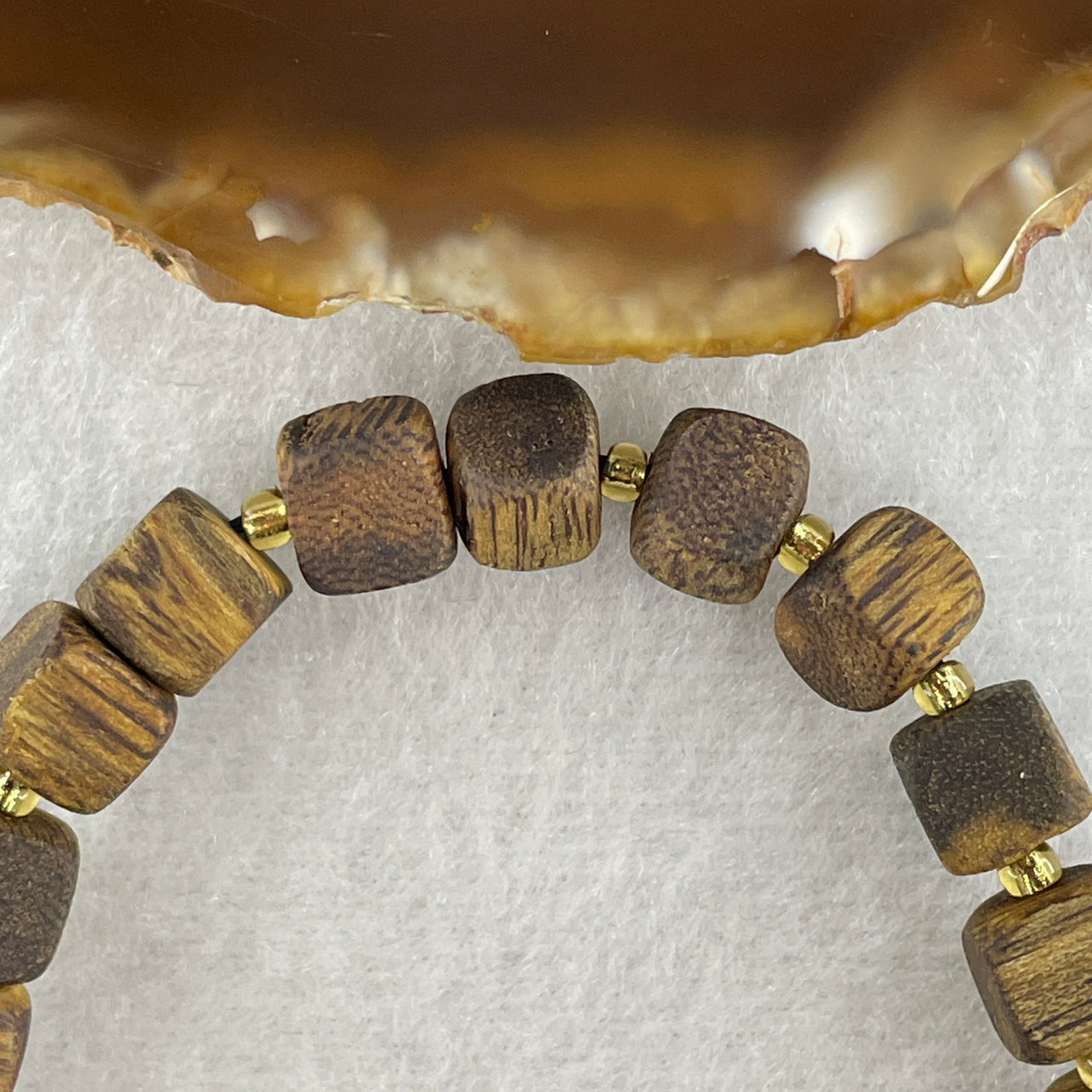 Natural Agarwood Square Beads Bracelet 6.74g 19cm 7.8mm 26 Beads