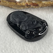 Type A Opaque to Partial Translucent Black Omphacite Jadeite Baby Buddha Pendant 13.75g 42.0 by 28.2 by 8.6mm - Huangs Jadeite and Jewelry Pte Ltd
