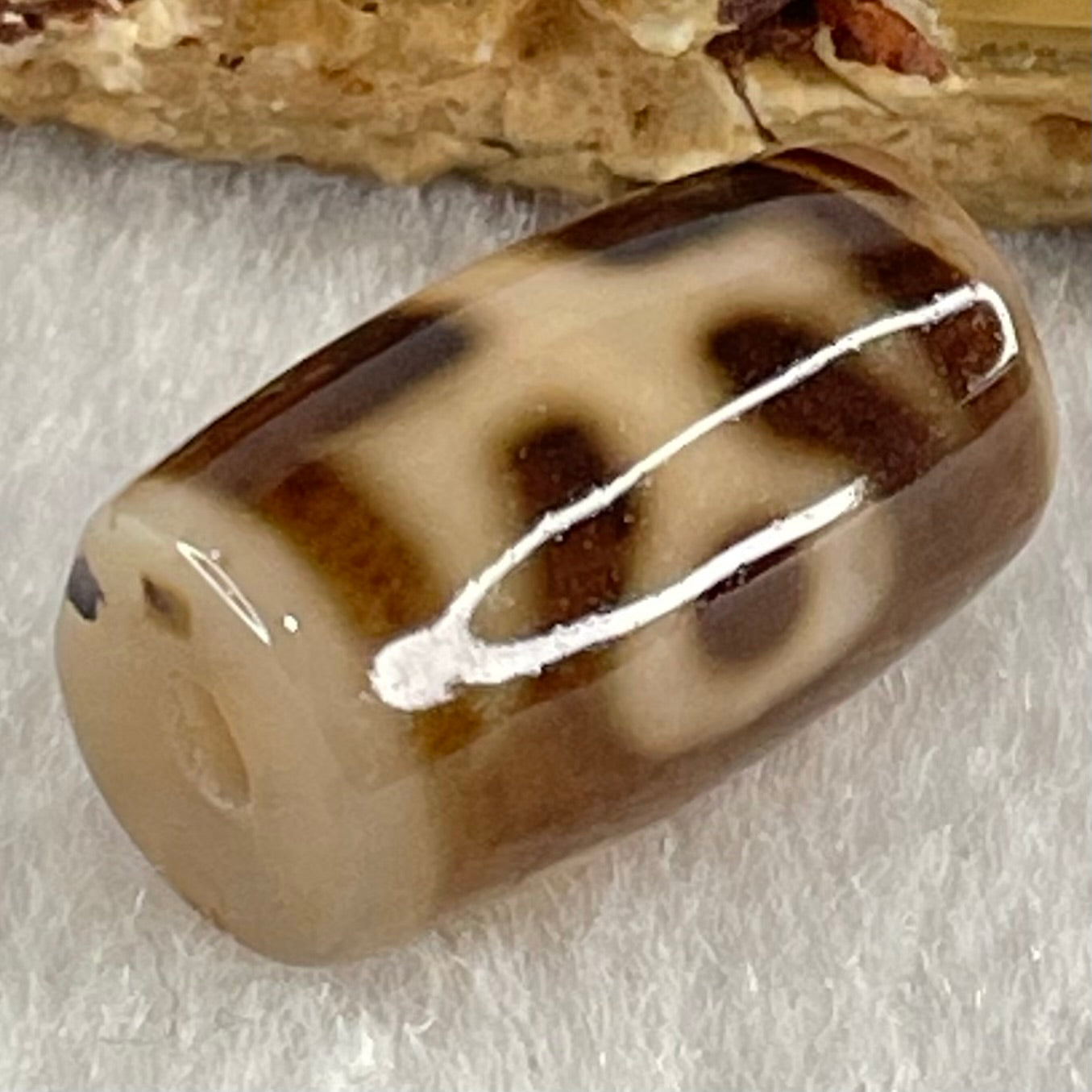 Natural Powerful Tibetan Old Oily Agate Patina Guiren Tairen Human Dzi Bead Totem Amulet Heavenly Master (Tian Zhu) 贵人天诛 4.55g 19.3 by 11.5mm - Huangs Jadeite and Jewelry Pte Ltd