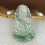 Type A Icy Light Green with Blueish Green Piao Hua Jadeite Guan Yin Pendant for Setting 6.27g 34.8 by 23.3 by 4.1mm - Huangs Jadeite and Jewelry Pte Ltd