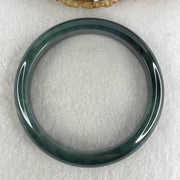 Certified Natural Type A Dark Blueish Green Jadeite Bangle | 60.5mm Inner Diameter (53.88g 12.3x17.4mm | Perfect Flawless | Plush Depth Contour | Sovereign Wisdom & Energy Shield) - Huangs Jadeite and Jewelry Pte Ltd