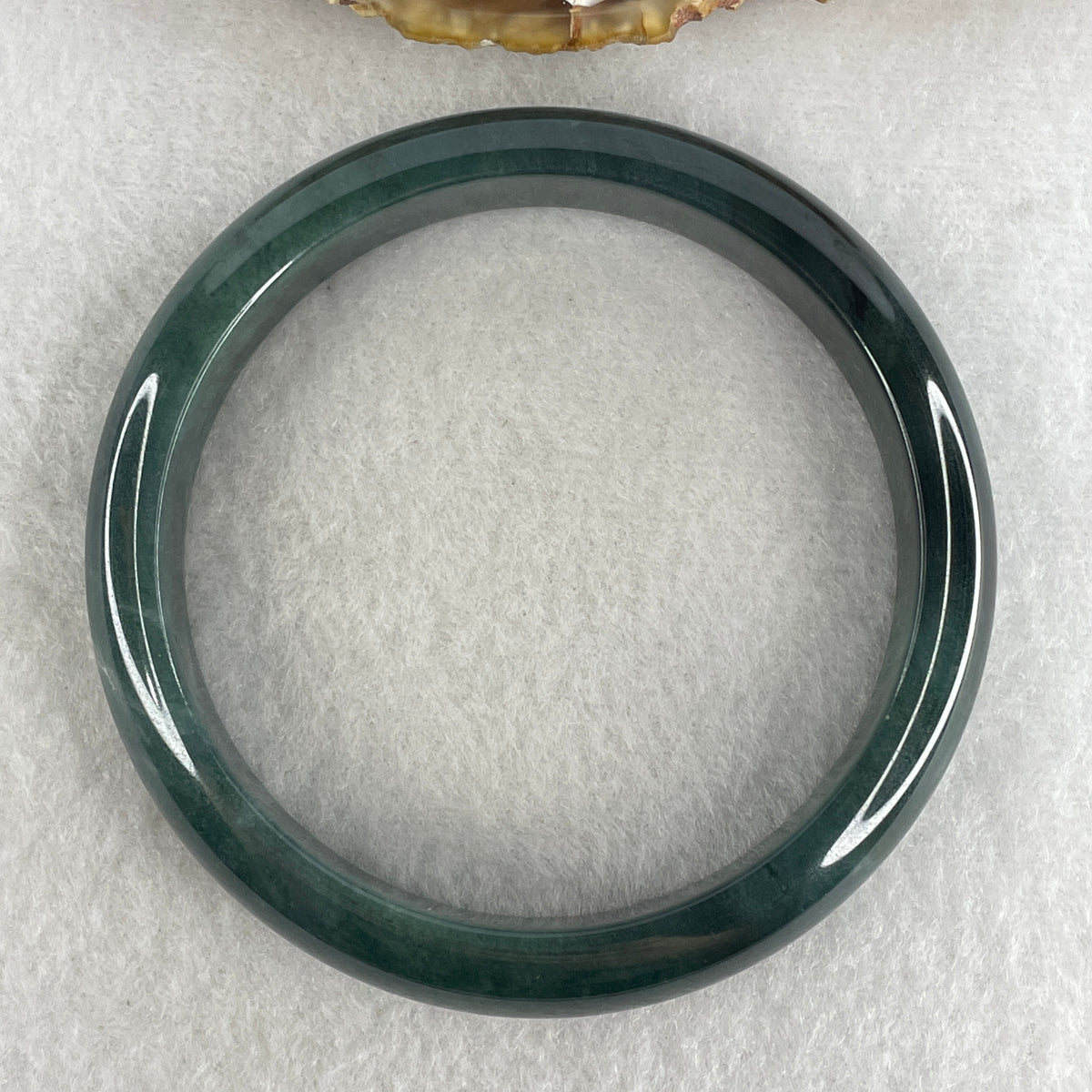 Certified Natural Type A Dark Blueish Green Jadeite Bangle | 60.5mm Inner Diameter (53.88g 12.3x17.4mm | Perfect Flawless | Plush Depth Contour | Sovereign Wisdom & Energy Shield) - Huangs Jadeite and Jewelry Pte Ltd
