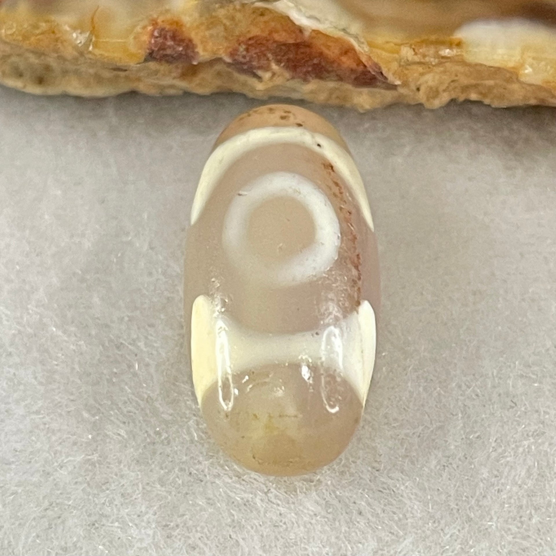 Natural Powerful Tibetan Old Oily Agate 3 Eyes Dzi Bead Heavenly Master (Tian Zhu) 三眼天诛 2.86g 20.1 by 10.0mm - Huangs Jadeite and Jewelry Pte Ltd