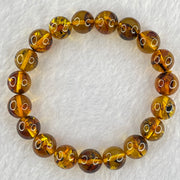 Natural Brownish Yellow Flower Amber Beads Bracelet 12.85g 17.5cm 10.8mm 19 Beads - Huangs Jadeite and Jewelry Pte Ltd