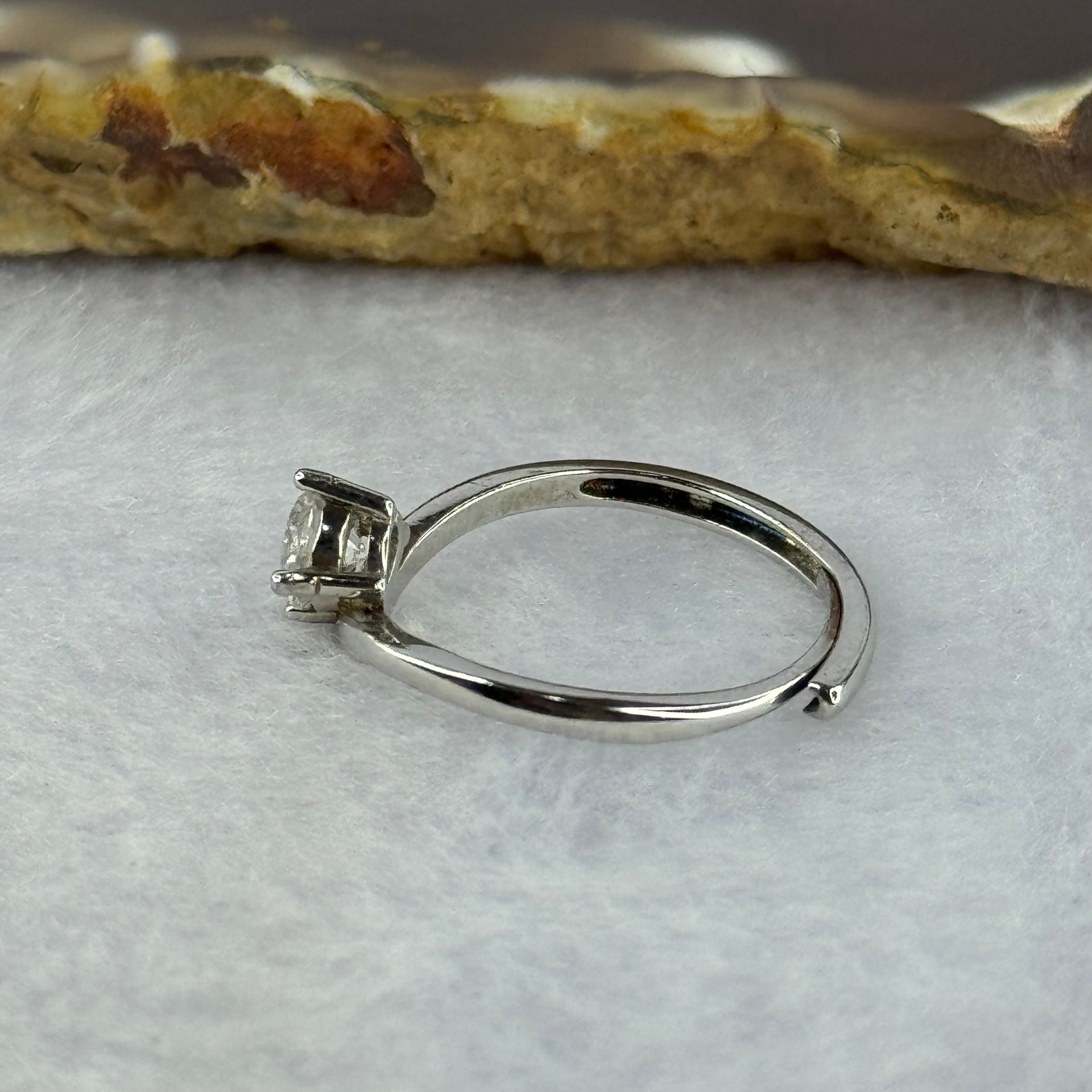 Cubic Zirconia in S925 Sliver Ring (Adjustable Size) 1.67g 4.8 by 2.8mm - Huangs Jadeite and Jewelry Pte Ltd