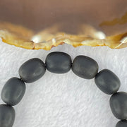 Natural Dark Matt Black Amber Beads Bracelet 天然大黑天翁琥珀手链 16.96g 18cm 11.7mm 15 Beads - Huangs Jadeite and Jewelry Pte Ltd