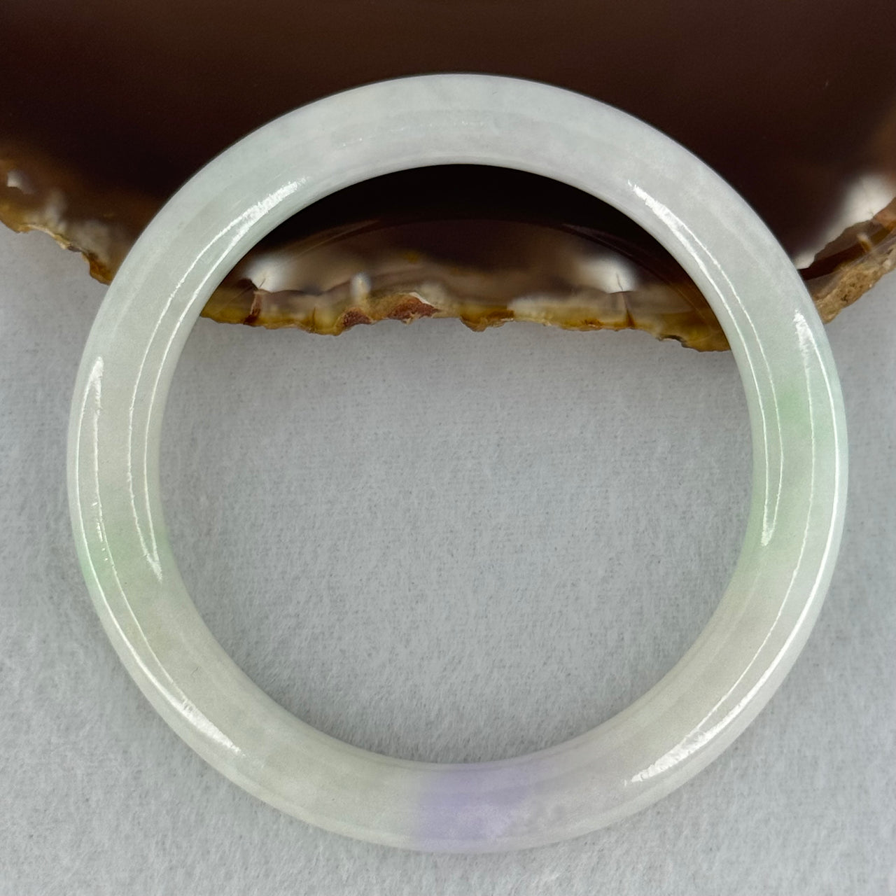 Type A Faint Green with Lavender Jadeite Bangle Internal Diameter 55.8mm 34.03g 7.4 by 8.7mm (Slight Internal Lines) - Huangs Jadeite and Jewelry Pte Ltd