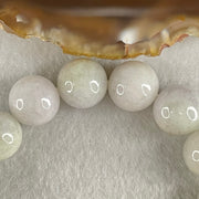 Type A Light Green with Slight Light Lavender Jadeite Beads Bracelet 55.18g 16cm 12.6mm 16 Beads - Huangs Jadeite and Jewelry Pte Ltd