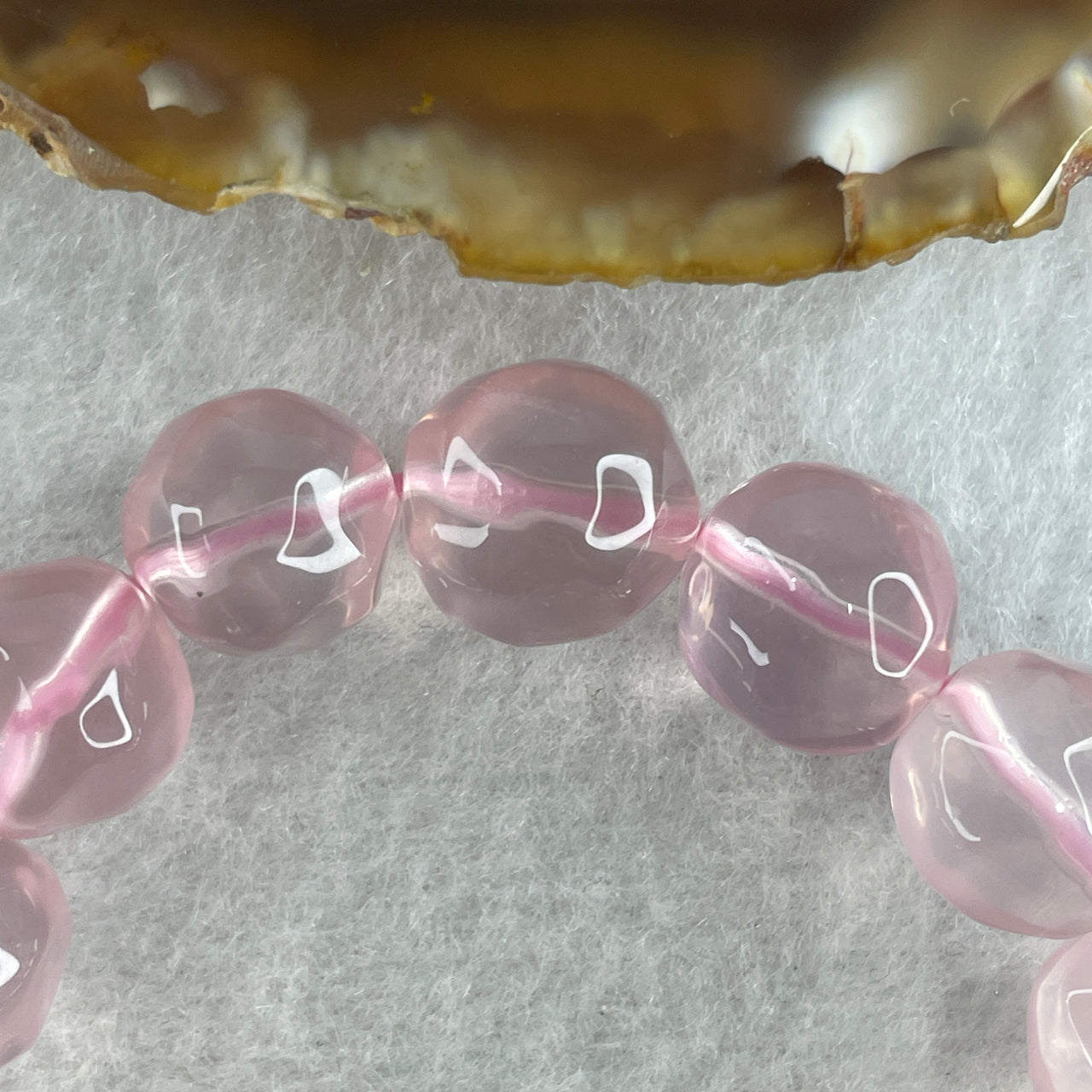 Natural Rose Quartz Beads Bracelet 32.08g 14.5cm 11.4mm 17 Beads - Huangs Jadeite and Jewelry Pte Ltd