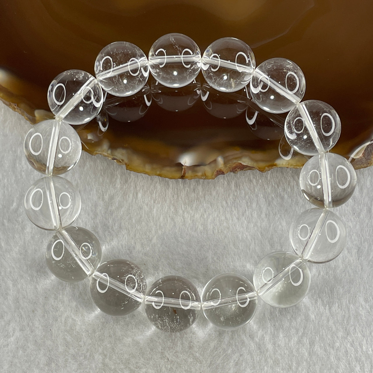 Natural Clear Quartz Beads Bracelet 60.29g 16.5cm 14.5mm 15 Beads - Huangs Jadeite and Jewelry Pte Ltd