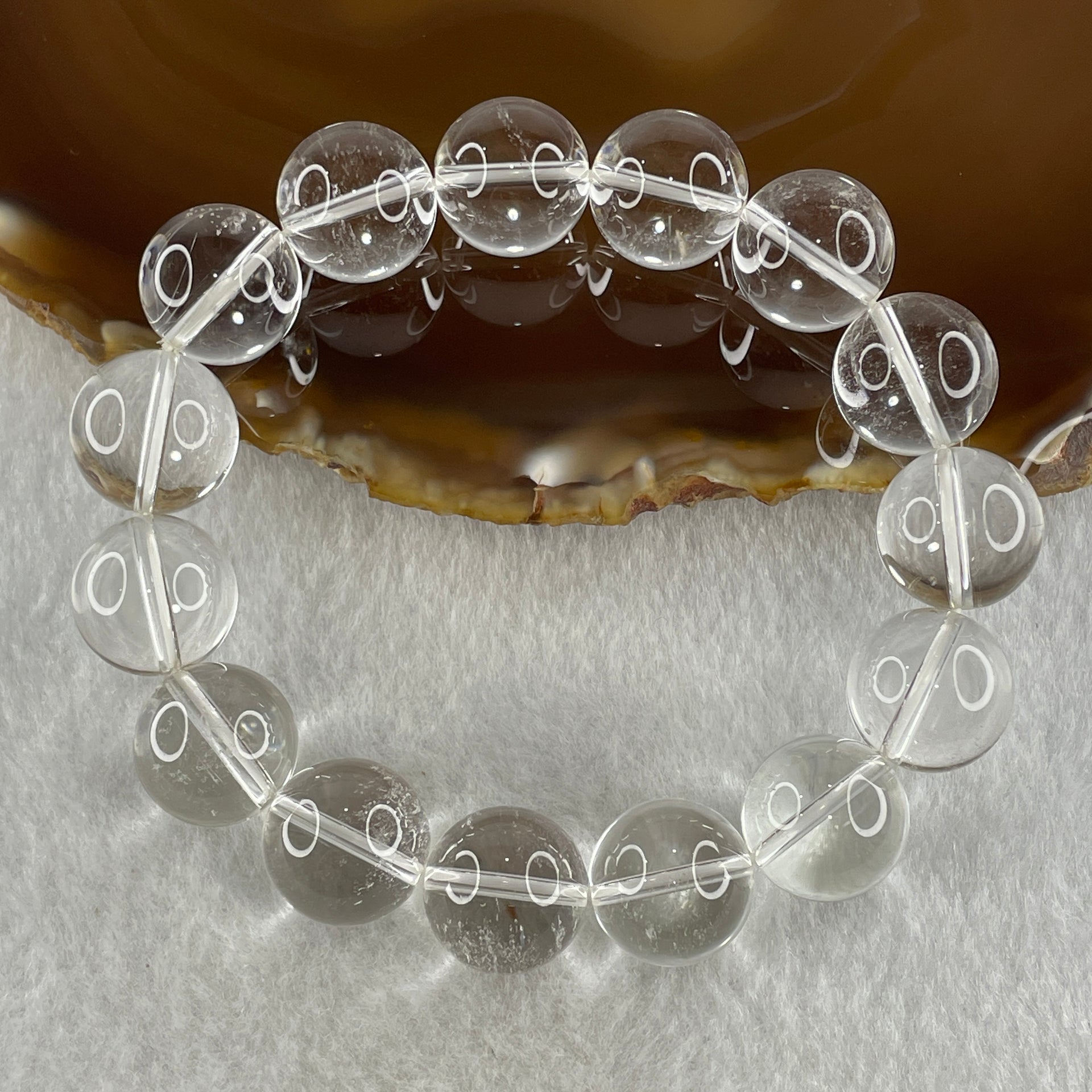 Natural Clear Quartz Beads Bracelet 60.29g 16.5cm 14.5mm 15 Beads - Huangs Jadeite and Jewelry Pte Ltd