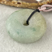 Type A Green with Blueish Green and Yellow Piao Hua Jadeite Ping An Kou Donut Pendent 27.08g 35.3 by 10.2mm - Huangs Jadeite and Jewelry Pte Ltd