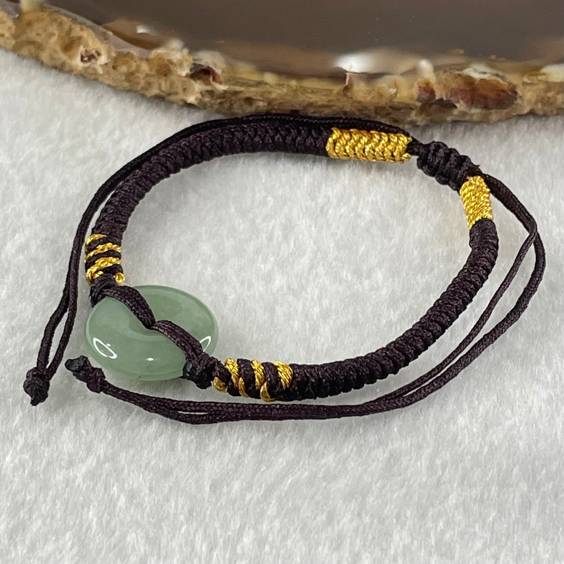 Type A Blueish Green Jadeite Ping An Kou Donut In String Bracelet 2.63g 14.5 by 4.4mm - Huangs Jadeite and Jewelry Pte Ltd