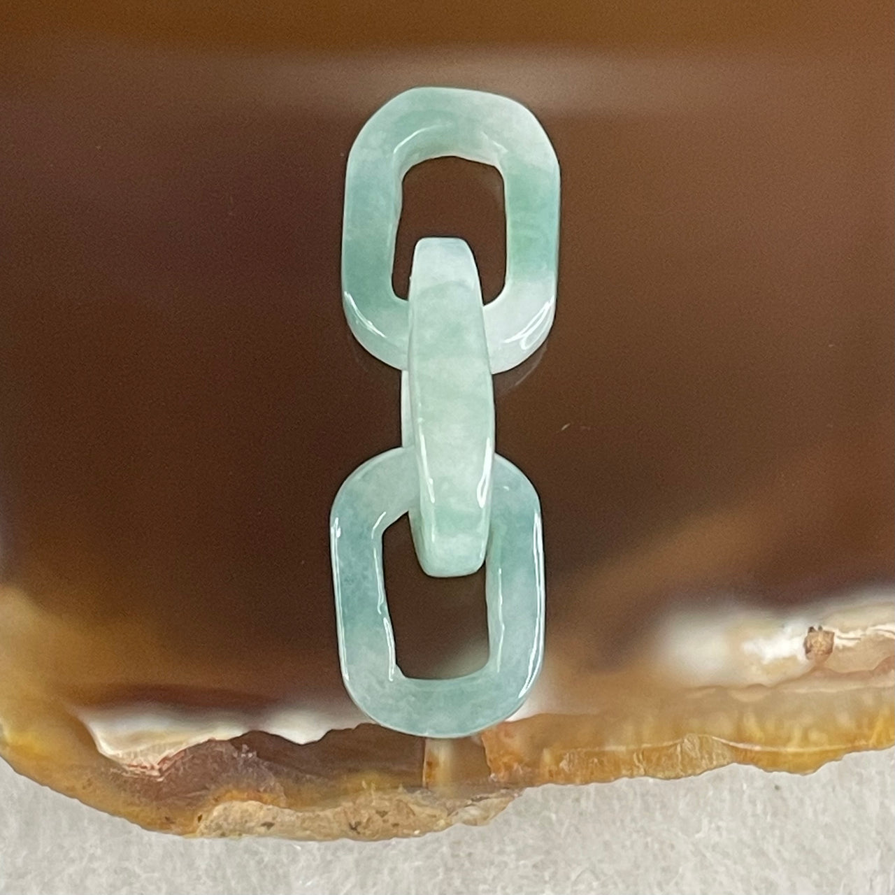 Type A Blueish Green with Faint White Jadeite Rolo Link Chain for Setting 2.26g 15.1 by 9.9 by 3.6mm - Huangs Jadeite and Jewelry Pte Ltd