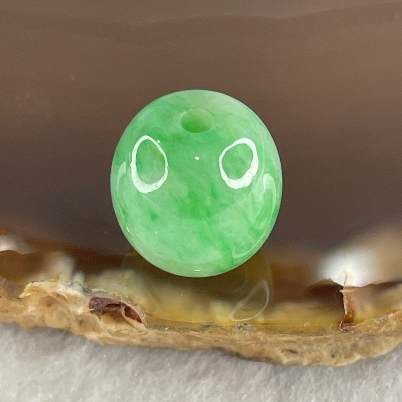 Certified Natural Type A Apple Green Jadeite Lulutong Charm Pendant 3.69g 12.7mm - Huangs Jadeite and Jewelry Pte Ltd