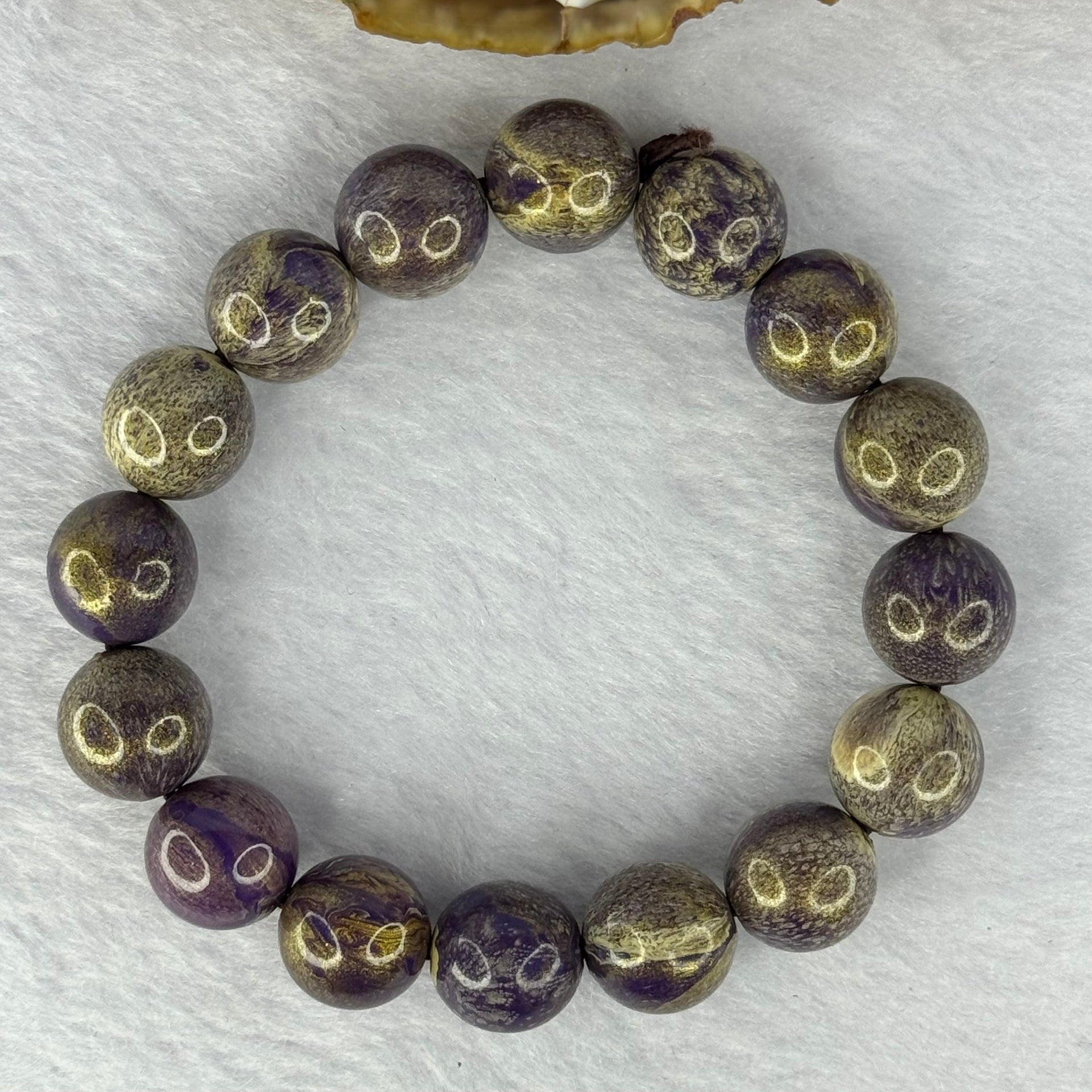 Painted Wood Bracelet 19.29g 12.3 mm 16 Beads - Huangs Jadeite and Jewelry Pte Ltd