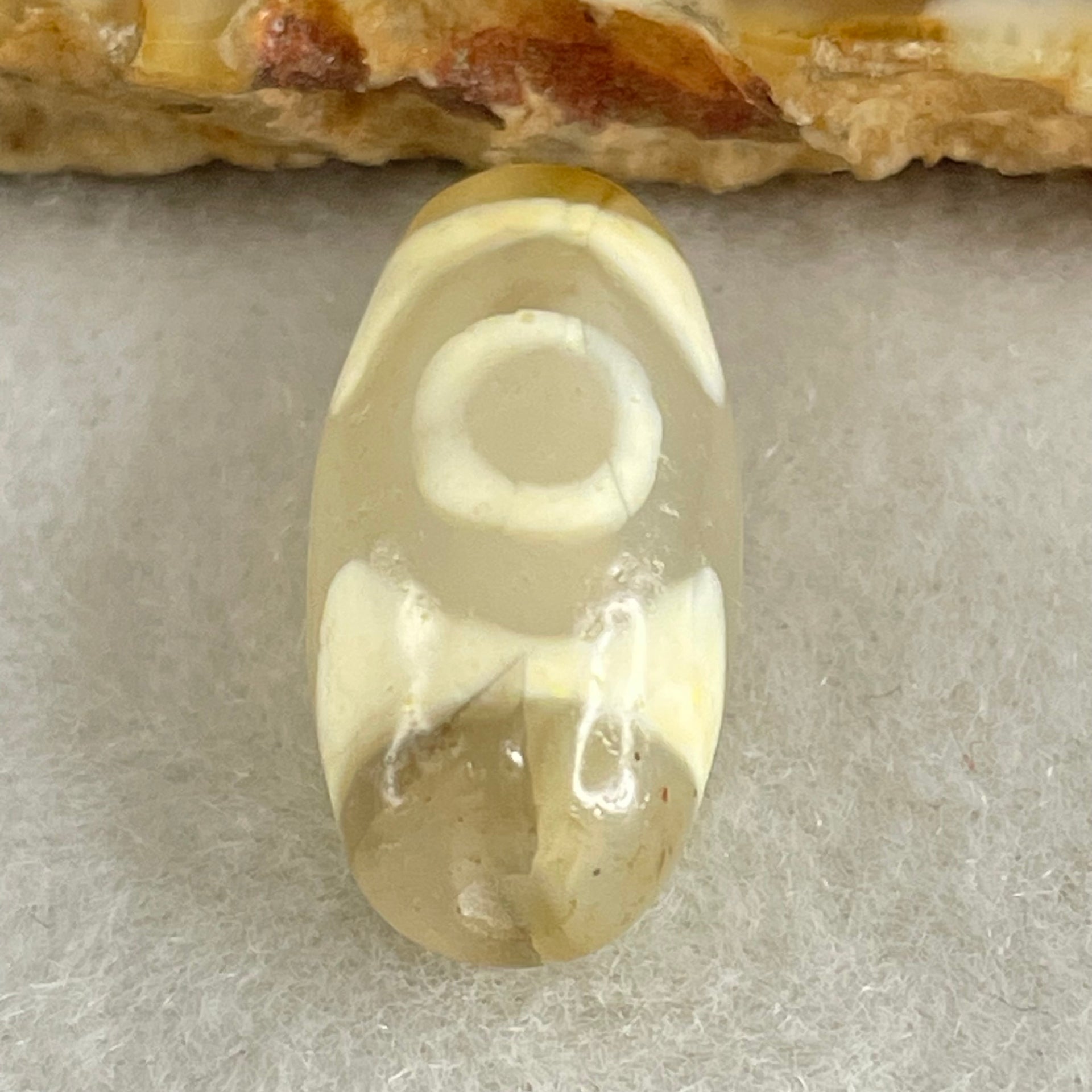 Natural Powerful Tibetan Old Oily Agate 3 Eyes Dzi Bead Heavenly Master (Tian Zhu) 三眼天诛 2.97g 20.1 by 10.2mm - Huangs Jadeite and Jewelry Pte Ltd