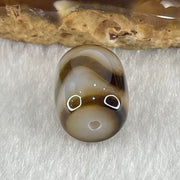 Natural Powerful Tibetan Old Oily Dark and Light Brown Agate Tiger Tooth Daluo Dzi Bead Heavenly Master (Tian Zhu) 2.84g 13.6 by 11.0mm - Huangs Jadeite and Jewelry Pte Ltd