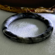Type A Wuji Grey Black Piao Hua Jadeite Bangle Internal Diameter 55.4mm 39.68g 7.9 by 9.4mm (Slight Internal Lines) - Huangs Jadeite and Jewelry Pte Ltd