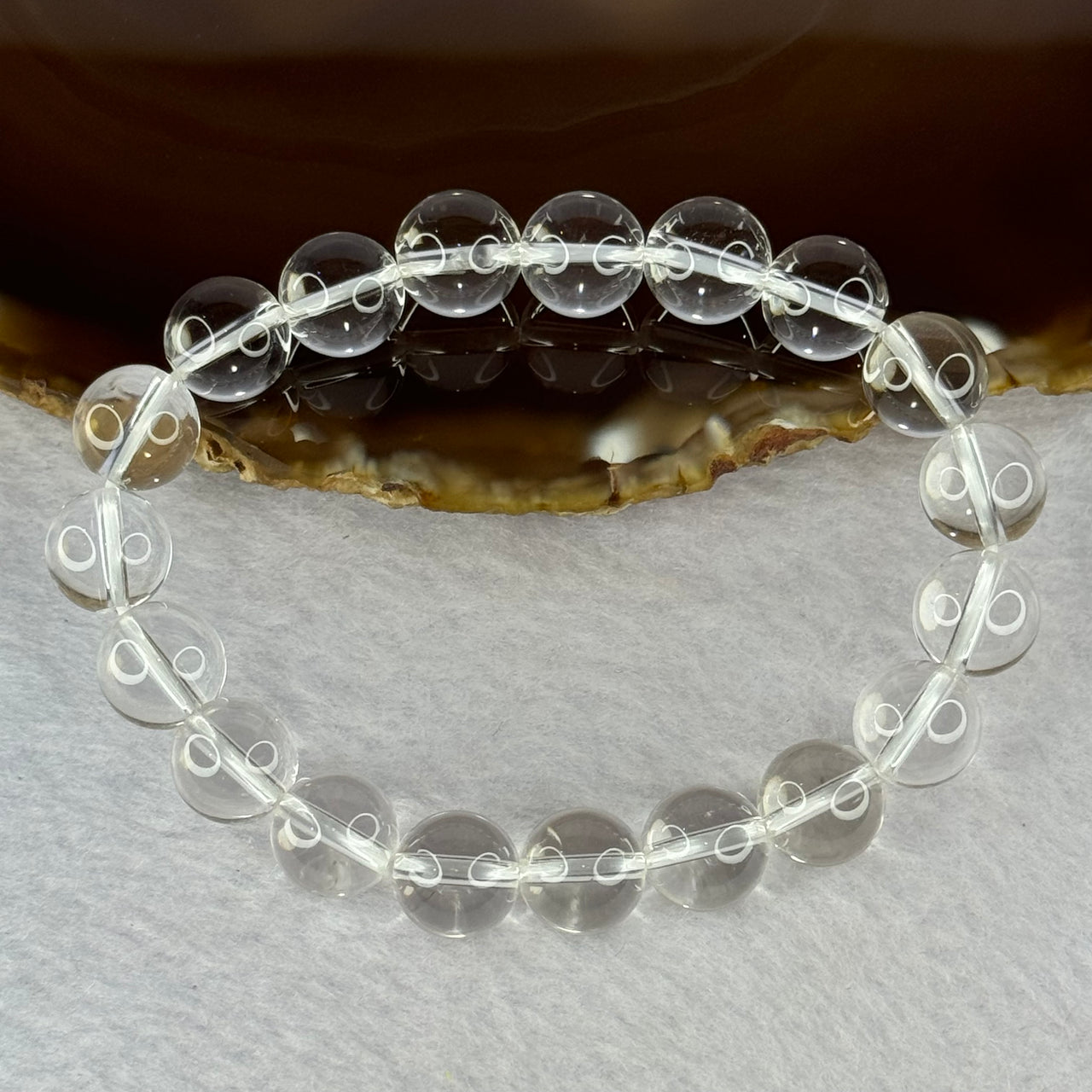 Natural Clear Quartz Bracelet 天然白水晶手链 30.65g 17cm 10.6mm 19 Beads - Huangs Jadeite and Jewelry Pte Ltd