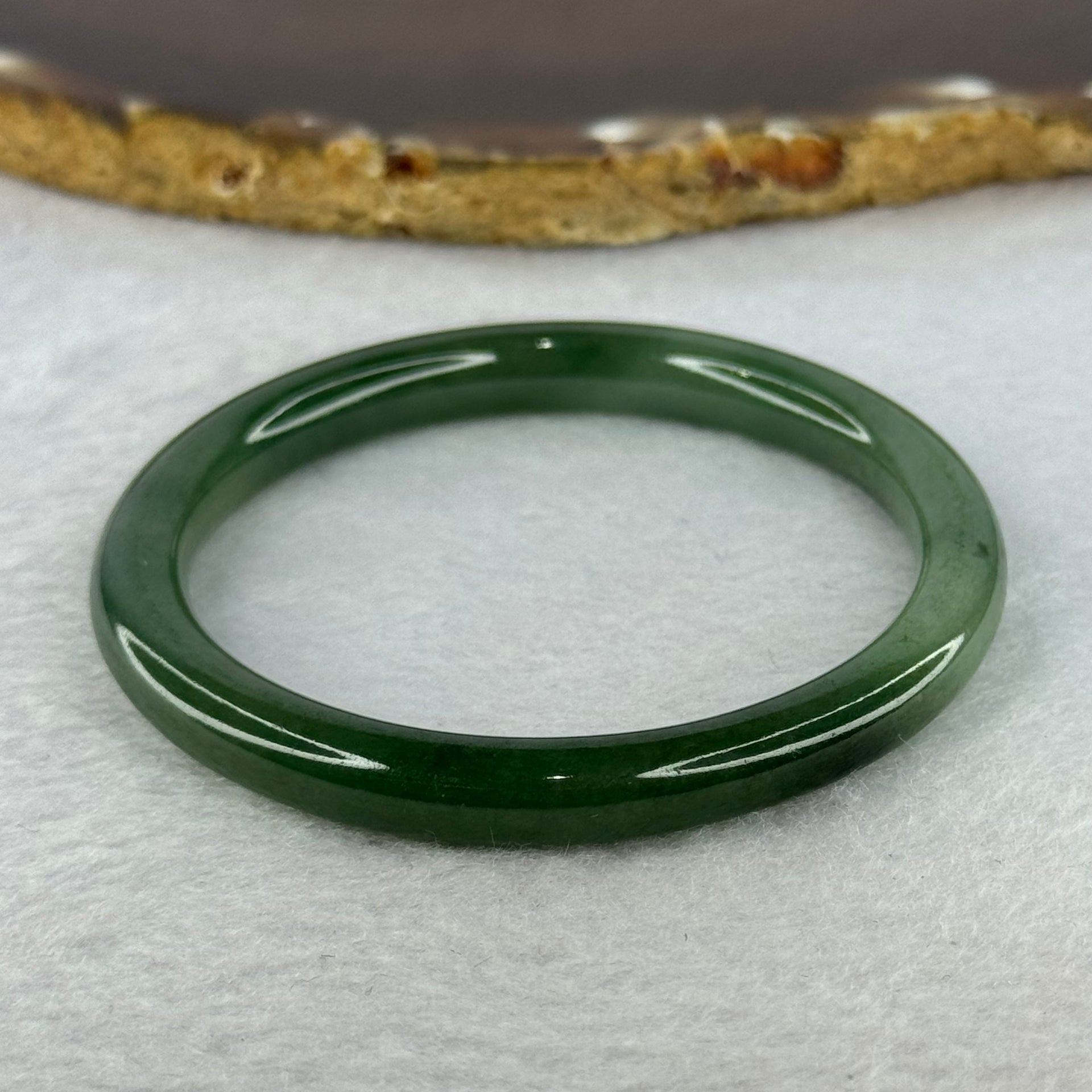 Type A Dark Green Jadeite Bangle 26.69g Internal Diameter 53.5mm 7.6 by 7.4mm (Very Fine Internal Line) - Huangs Jadeite and Jewelry Pte Ltd