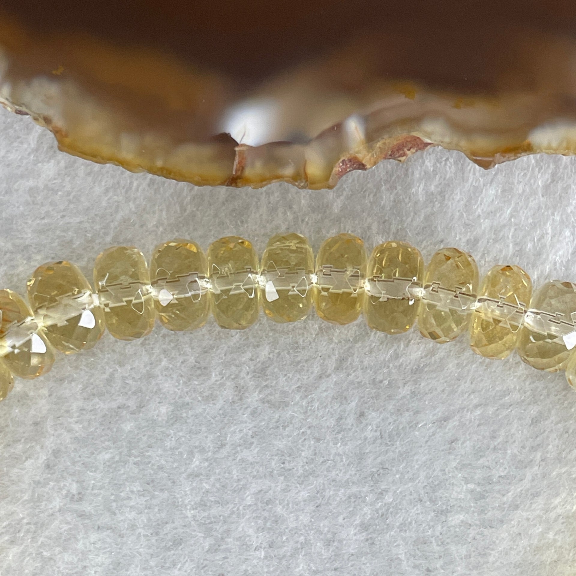 Natural Citrine Donut with Heart Shape Charm Bracelet 20.03g 15cm 8.5mm 34 Beads - Huangs Jadeite and Jewelry Pte Ltd